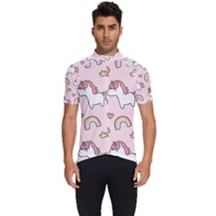 Cute Unicorn Rainbow Seamless Pattern Background Men s Short Sleeve Cycling Jersey by Bedest