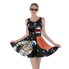 Dark Indigo Astronaut Pop Art Skater Dress by CoolDesigns