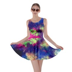 Colorful Space Black A Fun Night Sky The Moon And Stars Skater Dress