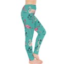 Aqua Flamingo Bird Pattern Leggings  View4