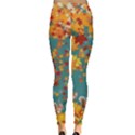 Turquoise Squirrel Brown Pattern Fallen Autumn Warm Shades Leaves Leggings View2