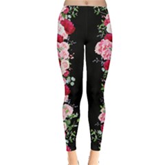 Vintage Roses Black Floral Leggings  by CoolDesigns