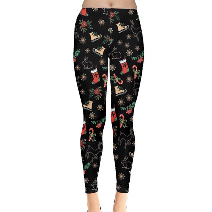 Christmas Time Red Snowing Leggings 