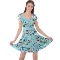 Chemistry Science School Print Sky Blue Cap Sleeve Dress