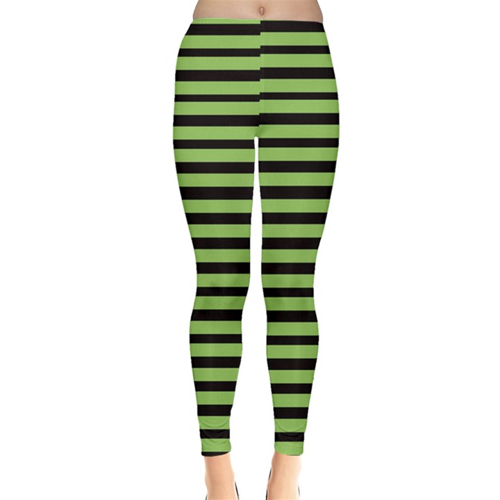 Stripes Black & Green Halloween Leggings 