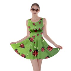 Japanese Green Purple Ladybugs Insect Skater Dress