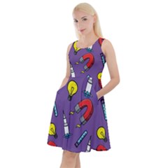 Frizzle Science Purple Knee Length Skater Dress With Pockets