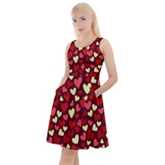 Vintage Hearts Red Sweet Knee Length Skater Dress With Pockets by CoolDesigns