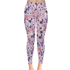 Violet Cats Colorful Pattern For Dog Lovers With Dogs And Hearts Women s Leggings by CoolDesigns