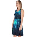 Shining Blue Night Sky the Moon and Stars Knee Length Skater Dress With Pockets View2