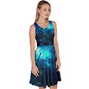 Shining Blue Night Sky the Moon and Stars Knee Length Skater Dress With Pockets View3