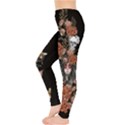 Roses Floral Black Elegant Skulls Prints Leggings  View3