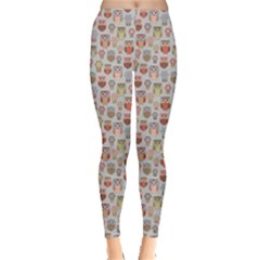 Light Gray Owls Leggings  by CoolDesigns