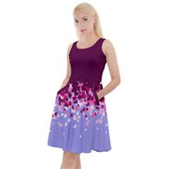 Fall Heart Shapes Purple & Lavender Knee Length Skater Dress With Pockets