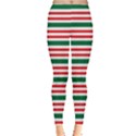 Green & Red Stripes Candy Cane Print Leggings View1