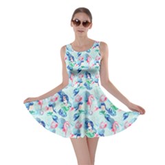 Seahorse Pale Turquoise Mermaid Print Skater Dress