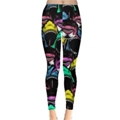 Cool Shark Face Colorful Stretchy Leggings by CoolDesigns