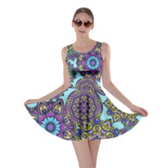 Beautiful Floral Light Blue Aztec Print Skater Dress by CoolDesigns