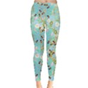 Vintage Flowers Aquamarine Honey Insect Leggings  View1