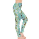 Vintage Flowers Aquamarine Honey Insect Leggings  View4