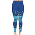 Under Blue Red Watercolor Dolphins Pattern Leggings View1