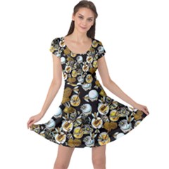 Bee Honeycombs Black Honey Insect Cap Sleeve Dress by CoolDesigns