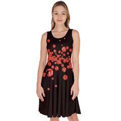 Black & Red Dice Pattern Knee Length Skater Dress With Pockets by CoolDesigns