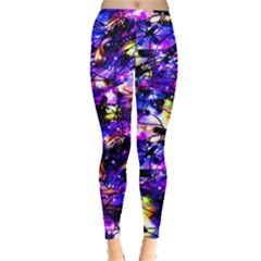 Purple Neon Xmas Lights Double Sided Leggings  by CoolDesigns