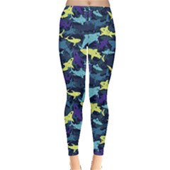 Paint Brush Steel Blue Shark Stretch Leggings