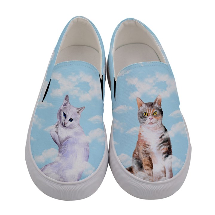 Lovely Cats Pattern Sky Blue Womens Canvas Slip Ons