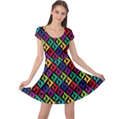 Geometric Ornament Colorful Pattern Of Colored Pencils Scattered Cap Sleeve Dress by CoolDesigns
