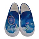 Dark Blue Feather Peacock Bird Dream Catcher Print Womens Canvas Slip Ons View1