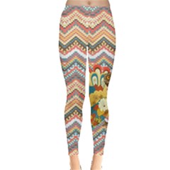 Zigzag Light Orange Aztec Happy Thanksgiving Turkey Leggings 