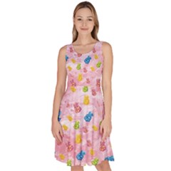 Cute Bear Pink Candy Knee Length Skater Dress With Pockets by CoolDesigns