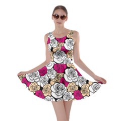 Hand Paint Roses Colorful Vintage Spring Skater Dress