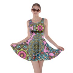 Beautiful Floral Pink Aztec Print Skater Dress by CoolDesigns