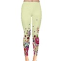 Light Yellow Garden Blue Water with Pattern Tree Japanese Cherry Blossom Women s Leggings View1