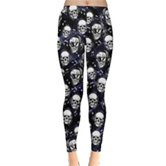 Rock Skull Black Pattern With Music Notes Treble Clef Women s Leggings