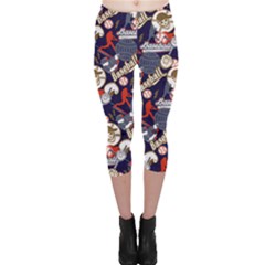 Skull Baseball Team Capri Leggings  by CoolDesigns