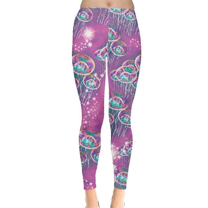 Vintage Shine Fuchsia Jellyfish Stretch Leggings