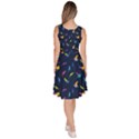Dark Blue Space Cats Saturn and Stars Knee Length Skater Dress With Pockets  View4