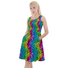Dark Rainbow Petals Knee Length Skater Dress With Pockets by CoolDesigns