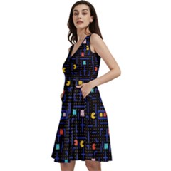 Maze Cartoon Black Fun Sleeveless V-neck Skater Dress by CoolDesigns