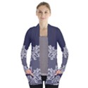 Navy Lace Open Front Pocket Cardigan View1
