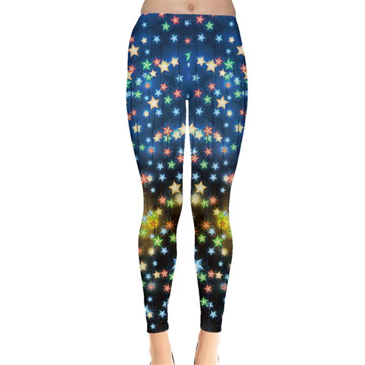 Star Lights Colorful With Christmas Elements In A Flat Style Leggings