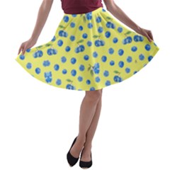 Yellow Berries A-line Skater Skirt by CoolDesigns