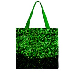 Snowy Shamrock Black St Patricks Day Zipper Grocery Tote Bag by CoolDesigns