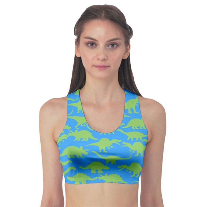 Green Blue Dinosaur Sport Bra