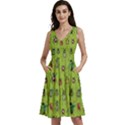 Neon Green Watercolor Beetles Sleeveless V-neck skater dress  View1