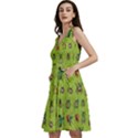 Neon Green Watercolor Beetles Sleeveless V-neck skater dress  View2